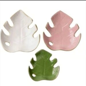Vagabond Goods Monstera Ceramic Jewelry Tray Set of 3 NWT